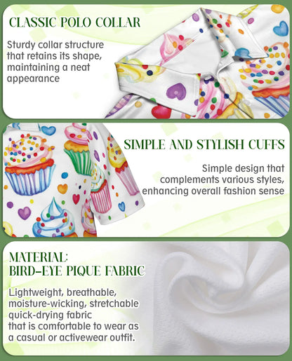 Cupcake 3D Polo Shirt for Men – Sweet Dessert Candy Style | Netecom