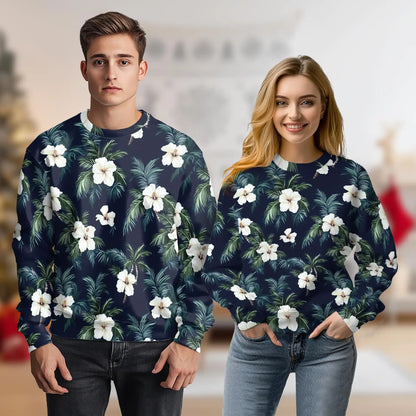 Hibiscus Island Sweatshirt, 3D All Over Print Tropical Floral Beach Crewneck Pullover for Men Women, Island Lover Gift - Netecom