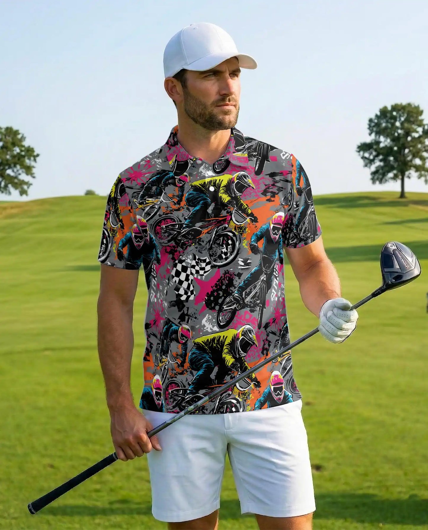 BMX Racing Polo Shirt - Extreme Cycling Adventure Style | Netecom