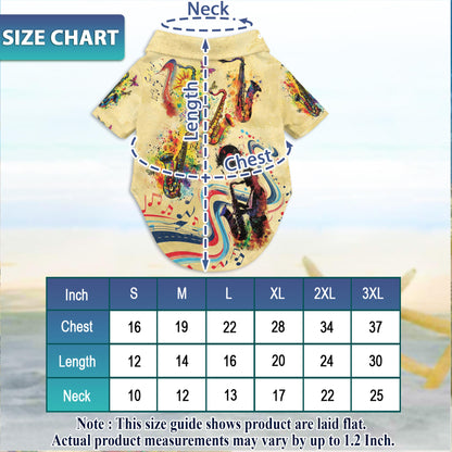 Netecom Matching Saxophone Hawaiian Shirt for Dog and Owner, Saxophone Is My Life Aloha Summer Shirt, Music Print Button Down Outfit for Pet and Human, Beach Vacation Casual Wear
