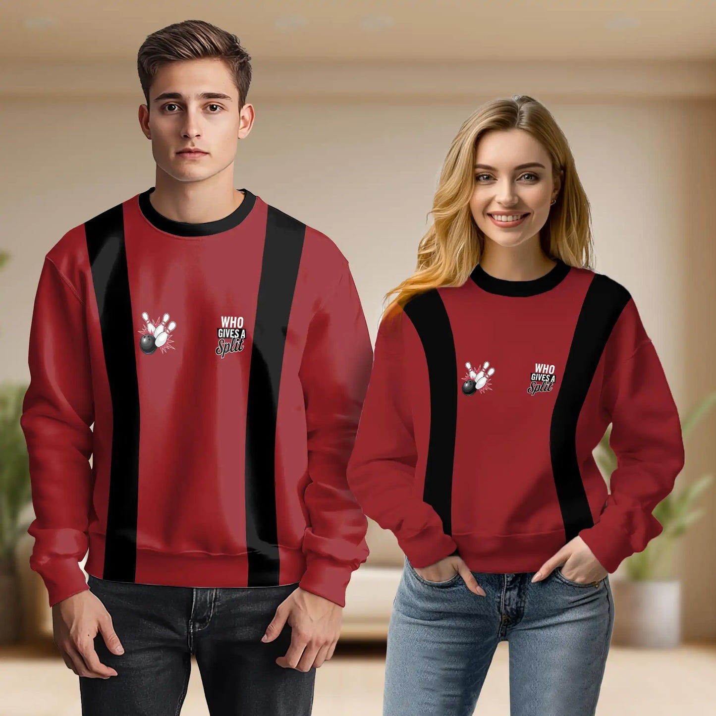 Bowling Who Gives A Split Sweatshirt, 3D All Over Print Funny Bowling Crewneck Pullover for Men Women, Bowler Gift - Netecom