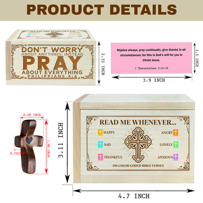 Netecom Personalized Bible Verse Box with 150 Color-Coded Scriptures & Custom Name Prayer Cross, Christian Faith Gift