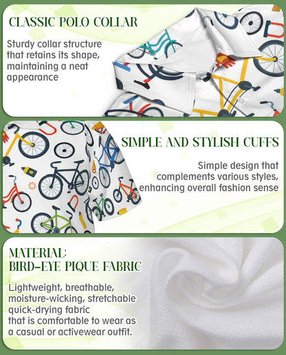 Colorful Bicycle Pattern Polo Shirt-Cycling Lifestyle Bike Lover Design | Netecom