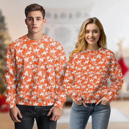 Saddle Bronc Rodeo Sweatshirt, 3D All Over Print Orange Tropical Cowboy Crewneck Pullover for Men Women, Western Rodeo Gift - Netecom