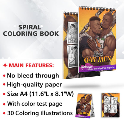 Black Gay Men Spiral Bound Coloring Book: 30 Alluring Coloring Pages that Encourage Self-Acceptance, Visibility, and Love in the Black LGBTQ+ Community