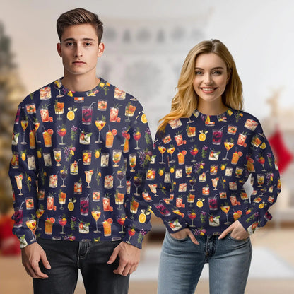 Summer Cocktails Sweatshirt, 3D All Over Print Tropical Drink Crewneck Pullover for Men Women, Cocktail Lover Gift - Netecom