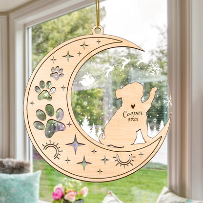 Netecom Pug Dog Memorial Suncatcher, Personalized Pug Christmas Ornament with Date Name, Bereavement Gifts for Loss of Pet, Dog Death Sympathy Gifts Pet Loss Sun Catchers, Dog Grief Gift