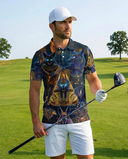 Anubis Pharaoh Polo Shirt for Men – Egyptian Mythology Style | Netecom