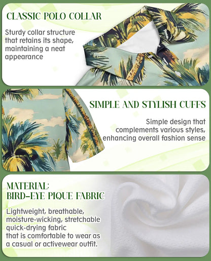 Palm Tree 3D Polo Shirt for Men – Vintage Tropical Beach Style | Netecom