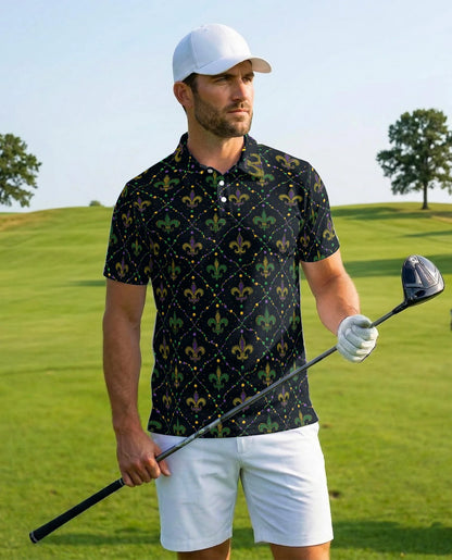 Mardi Gras Pattern Polo Shirt for Men – Carnival Festival Style | Netecom