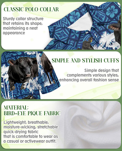 Black Cow Tropical Polo Shirt – Island Floral Print | Netecom