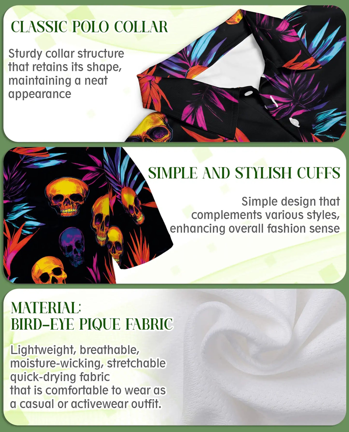 Neon Skull Polo Shirt – Tropical Gothic Print | Netecom