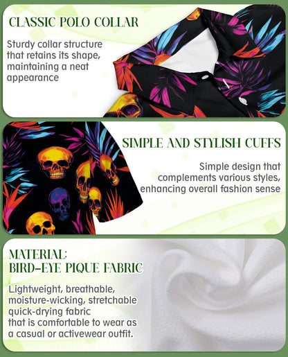Neon Skull Polo Shirt – Tropical Gothic Print | Netecom