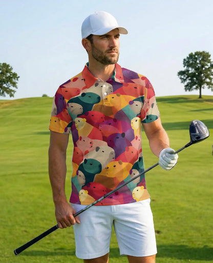 Capybara Polo Shirt for Men – Colorful Animal Style | Netecom