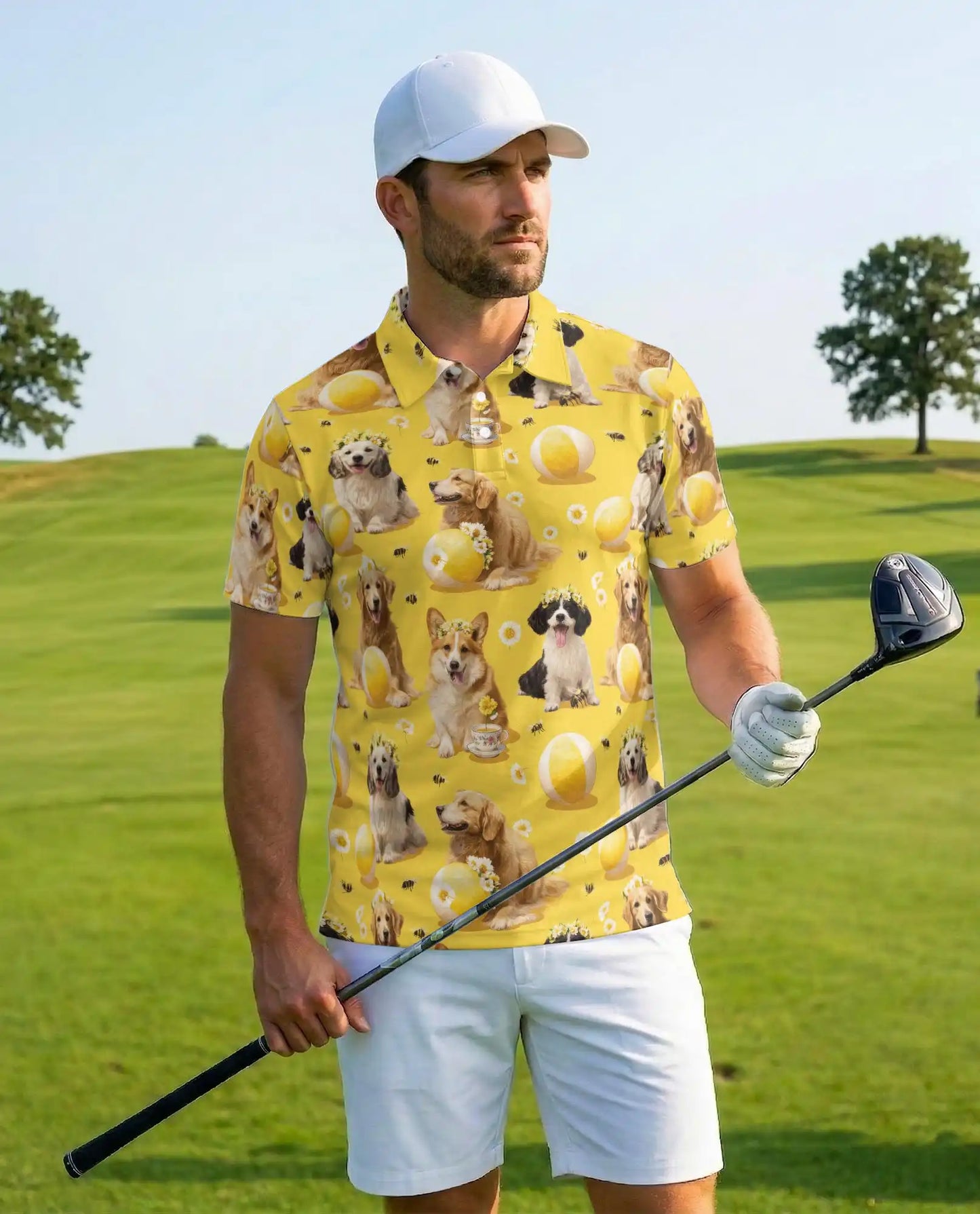 Golden Retriever Polo Shirt for Men – Cute Dog Lover Style | Netecom