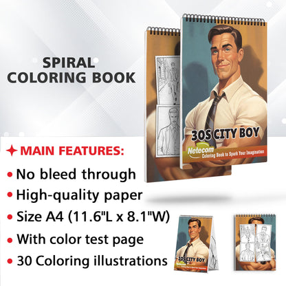 30s City Boy Spiral Bound Coloring Book, Discover the Excitement of City Life with 30 Enchanting Coloring Pages, Unleashing Your Creativity in the World of City Boys