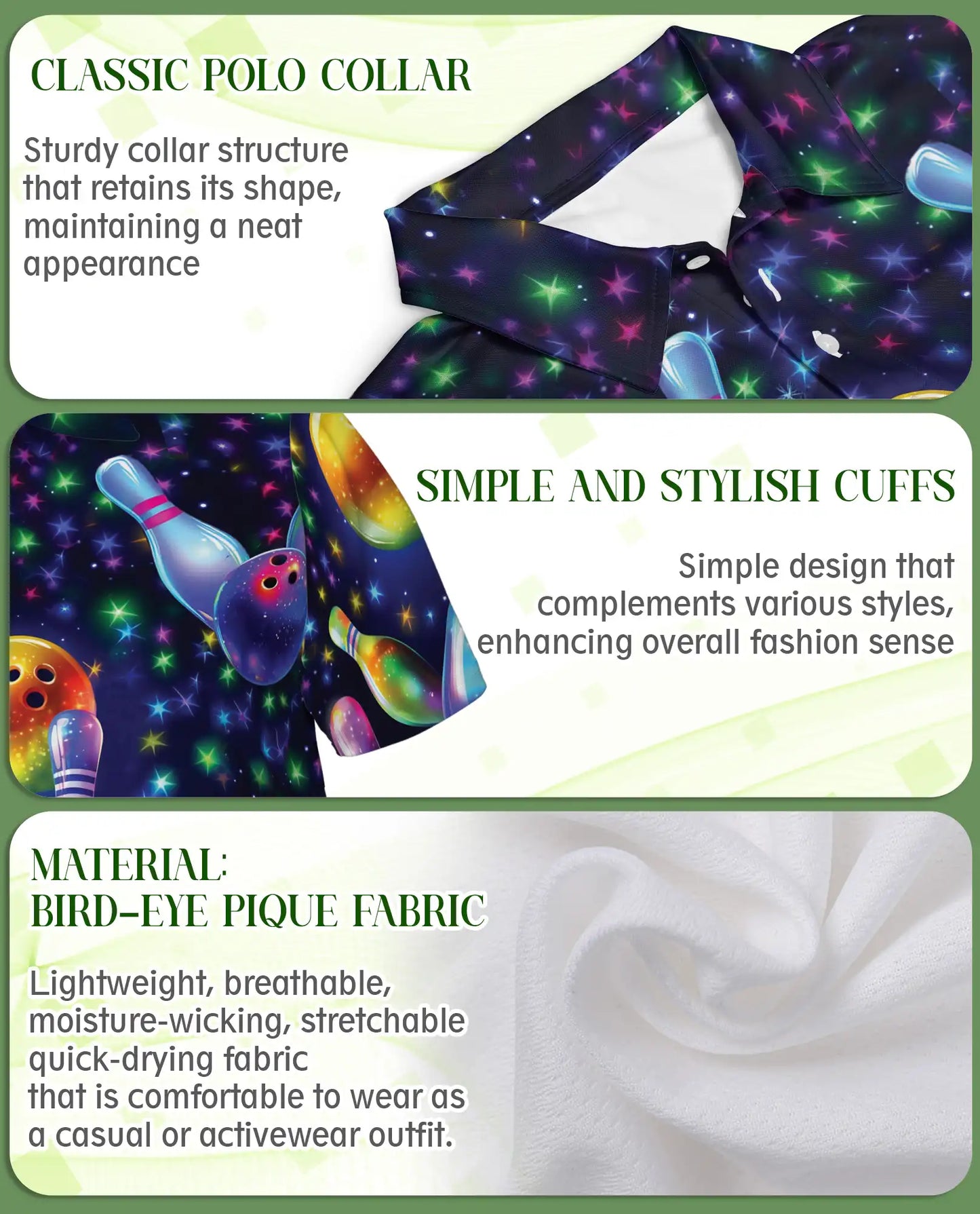 Galaxy Bowling 3D Polo Shirt for Men | Netecom