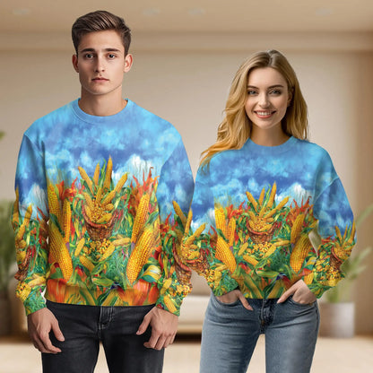 Corn Sweatshirt, 3D All Over Print Farm Crop Crewneck Pullover for Men Women, Farmer Agriculture Lover Gift - Netecom