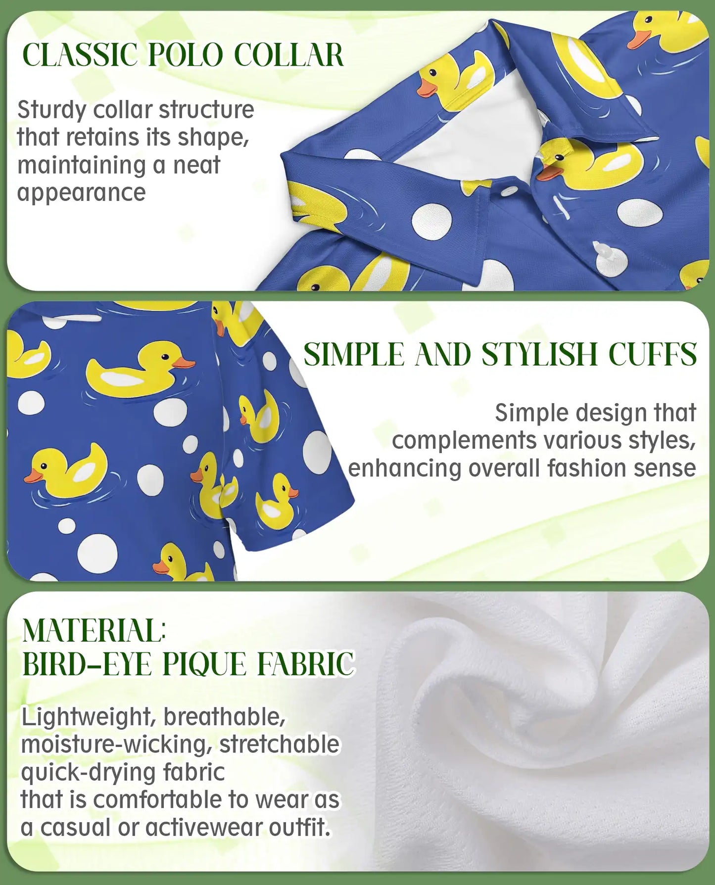 Funny Rubber Duck Polo Shirt for Men- Cute Yellow Duck Polka | Netecom