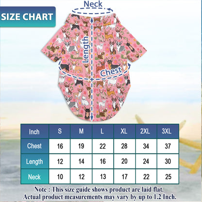 Netecom Matching Floral Chihuahua Aloha Hawaiian Shirt for Dog and Owner, Cute Dog Print Summer Shirt, Casual Vacation Wear for Pet and Human