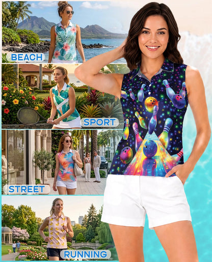 Bowling Sleeveless Polo Shirt for Women | Netecom