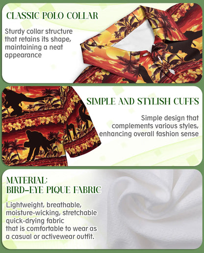 Tropical Wrestling 3D Polo Shirt for Men – Sunset Hawaiian Sports Style | Netecom