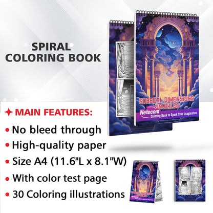 Surreal Dimensions Unveiled Spiral Bound Coloring Book, Explore 30 Coloring Pages of Surreal Dimensions Unveiled for Creative Souls to Ignite Imagination.