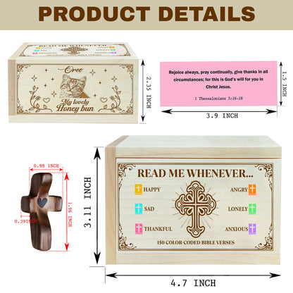 Netecom Personalized Cat Memorial Bible Verse Box with 150 Color-Coded Scriptures, Custom Name & Years on Box, Custom Name on Wooden Cross – Christian Keepsake for Pet Loss, Reflection & Prayer