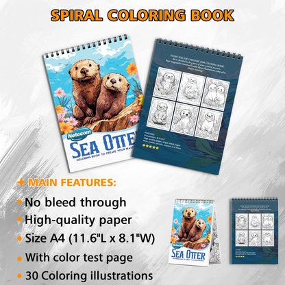 Sea Otter Spiral Bound Coloring Book, Adorable Sea Otters for a Cute and Relaxing Art Adventure, Great for Marine Life Enthusiasts and Animal Lovers