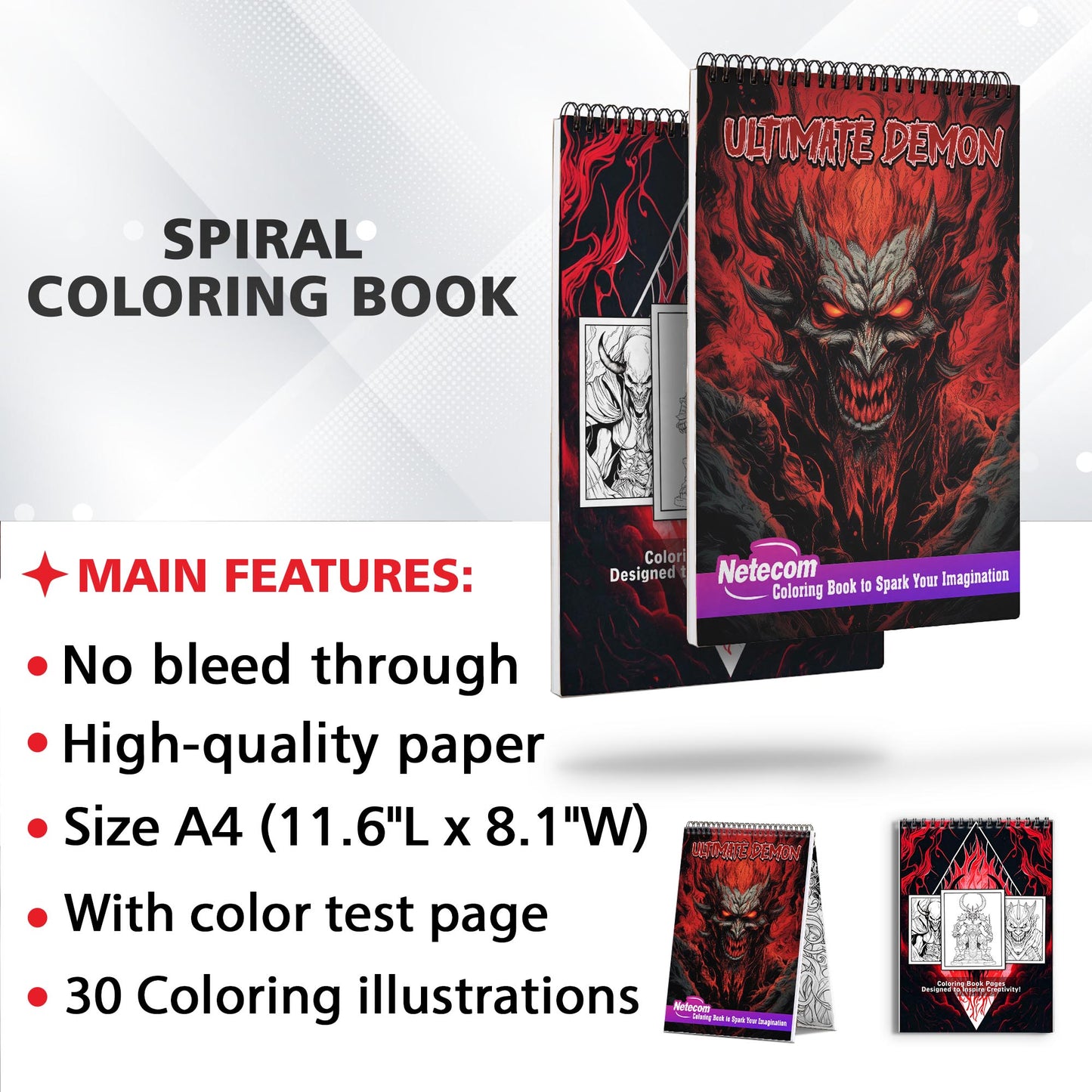 Ultimate Demon Spiral Bound Coloring Book, Embark on a Horrifying Coloring Journey with 30 Stunning Demon Coloring Pages for Artistic Explorers to Dive into the Sinister World of Demons and Unleash Their Creativity