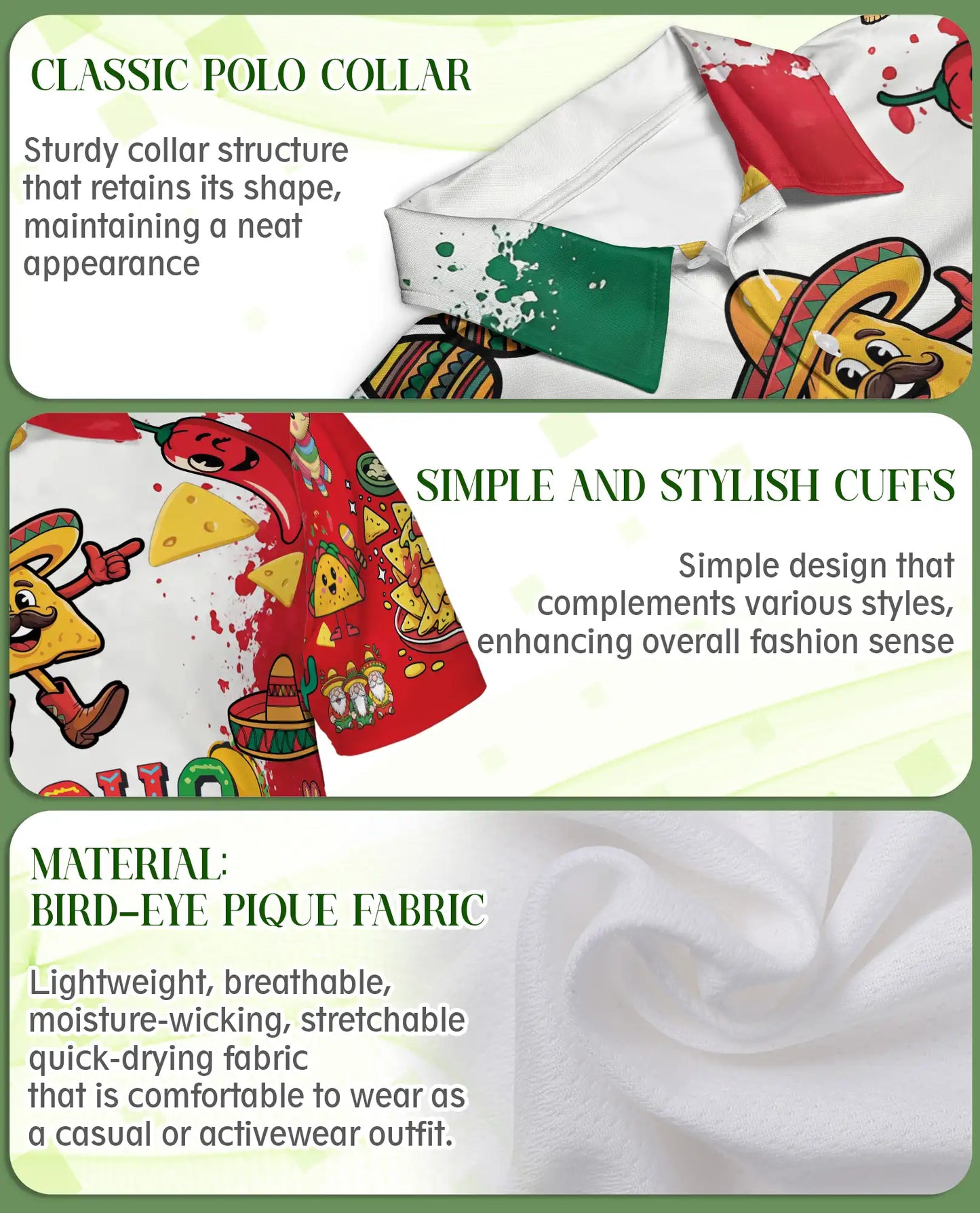 Fiesta Teacher Polo Shirt – Mexican Taco Party Print | Netecom