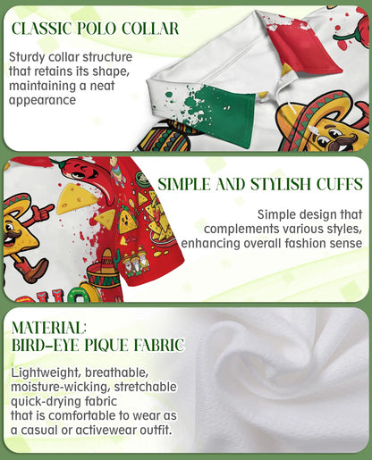 Fiesta Teacher Polo Shirt – Mexican Taco Party Print | Netecom
