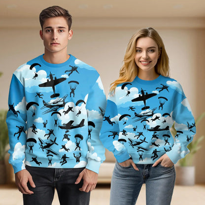 Skydiver Sweatshirt, 3D All Over Print Skydiving Adventure Crewneck Pullover for Men Women, Skydiver Lover Gift - Netecom