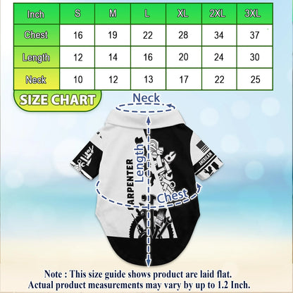 Carpenter Black White 3D Tools Hawaii Dog and Owner Matching Button Shirts