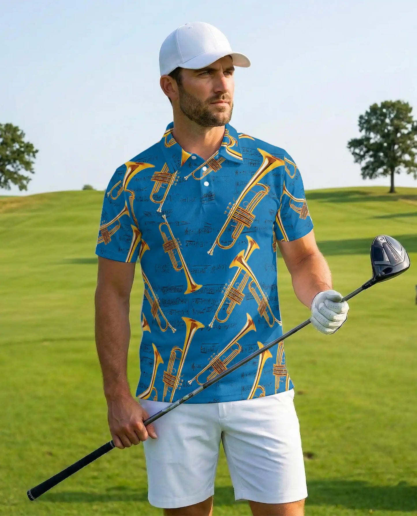 Trumpet Music Polo Shirt - Jazz Band Musician Style | Netecom
