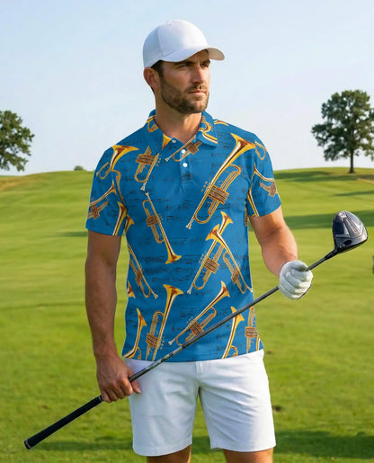 Trumpet Music Polo Shirt - Jazz Band Musician Style | Netecom