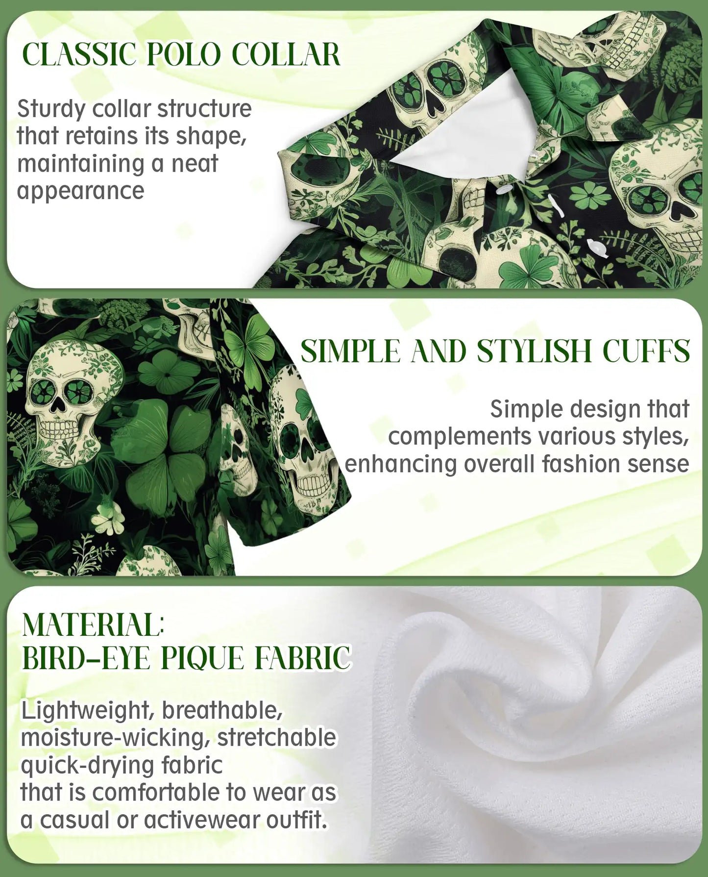 St. Patrick’s Day Skull Shamrock Polo Shirt | Netecom