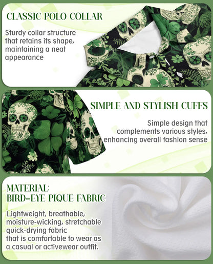 St. Patrick’s Day Skull Shamrock Polo Shirt | Netecom
