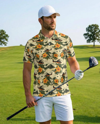 Helicopter Tropical Polo Shirt for Men – Island Aviation Style | Netecom
