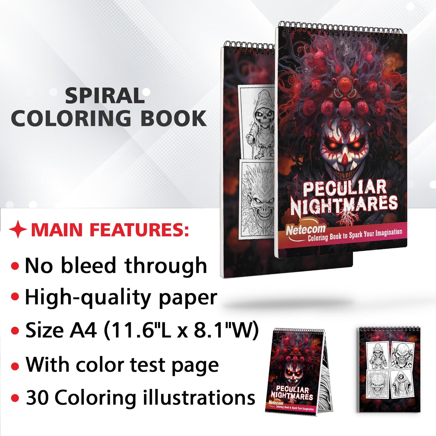 Peculiar Nightmares Spiral Bound Coloring Book, Journey into the Bizarre Realms of Peculiar Nightmares Through Detailed Coloring