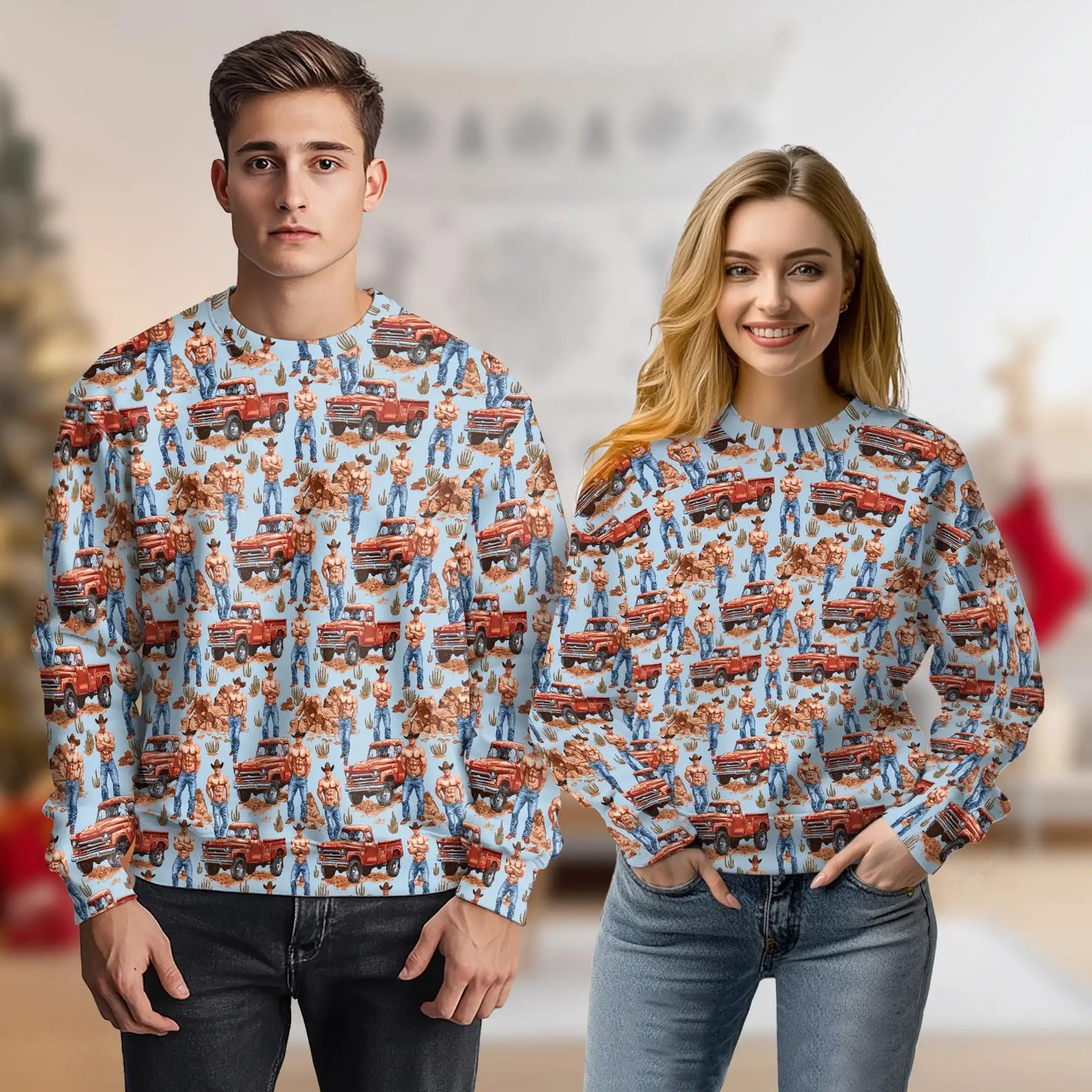 Vintage Cowboy Sweatshirt, 3D All Over Print Western Cowboy Crewneck Pullover for Men Women, Rodeo Country Lover Gift - Netecom