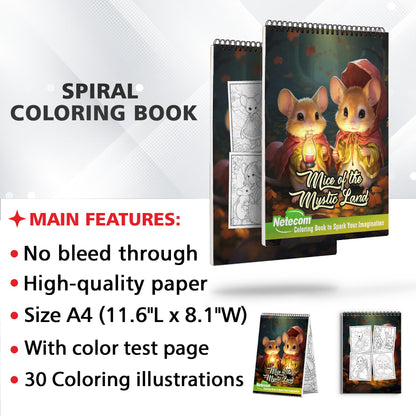 Mice of the Mystic Land Spiral Bound Coloring Book, Embark on a Coloring Journey with 30 Enchanting Pages, Where Mice of the Mystic Land Come to Life.