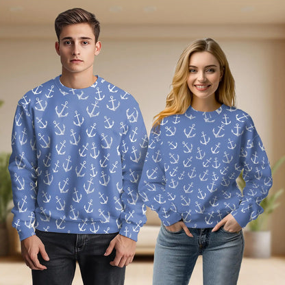 Sea Anchor Sweatshirt, 3D All Over Print Nautical Ocean Crewneck Pullover for Men Women, Anchor Lover Gift - Netecom