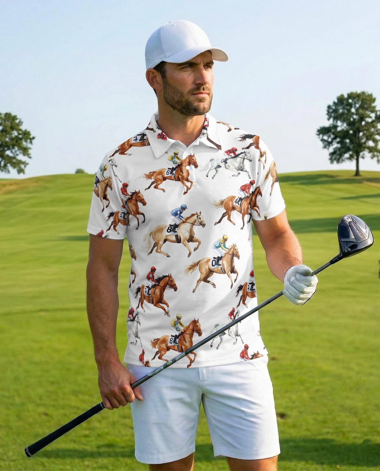 Equestrian Pattern Polo Shirt for Men – Classic Horse Lover Style | Netecom