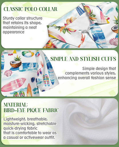 Beach Summer Polo Shirt – Surf & Tropical Print | Netecom