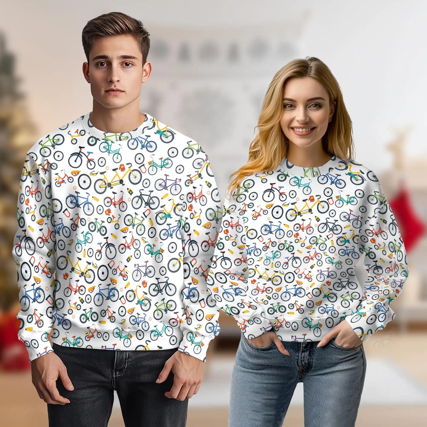 Mini Bicycle Sweatshirt, 3D All Over Print Vintage Cycling Crewneck Pullover for Men Women, Bicycle Lover Gift - Netecom