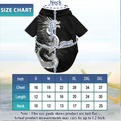 Netecom Dragon Theme Hawaiian Shirt for Pet and Owner, Coordinated Aloha Summer Shirt for Dog and Human, Casual Resort Style for Beach Vacation