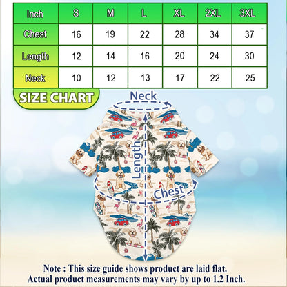 Goldendoodle Tree Beach Print Hawaii Dog and Owner Matching Button Shirts