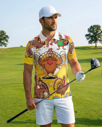 Funny Turkey Beer Polo Shirt – Thanksgiving Party Style | Netecom