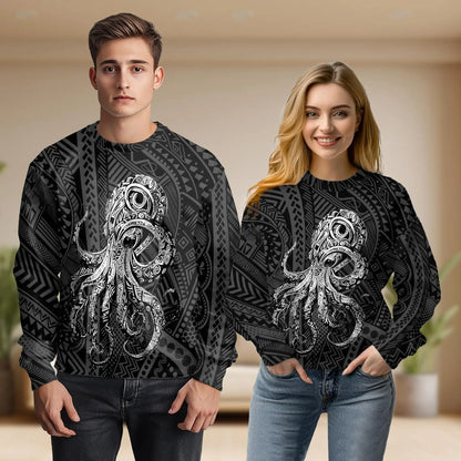 Octopus Graphic Beach Sweatshirt, 3D All Over Print Tropical Ocean Crewneck Pullover for Men Women, Octopus Lover Gift - Netecom